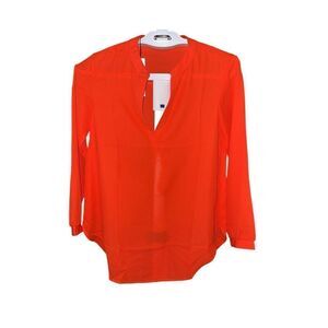 three eighty two Beckett in tomato blouse long sleeve